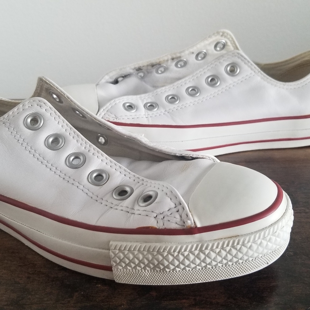 Real White leather converse low top